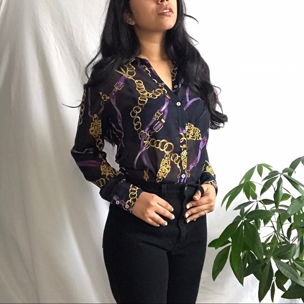 Sheer button down top